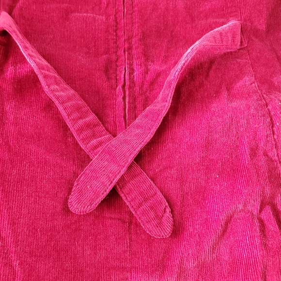 Vtg 90s Fads Womens Empire Waist Maxi Dress Wine Corduroy Sz 12 Crochet Trim NOS - Picture 12 of 12